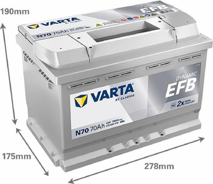 Varta N70 LN3 Start-Stop EFB Battery - 760CCA 70Ah