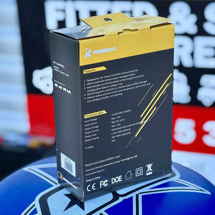 Poweroad Motorcycle AGM Lithium Battery Charger 12V 2A - CPLFC12-2 - Superstart Batteries