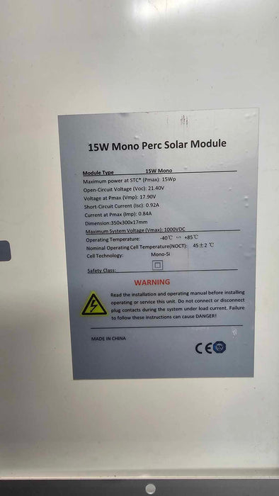 15W Mono Perc Solar Panel - Superstart Batteries