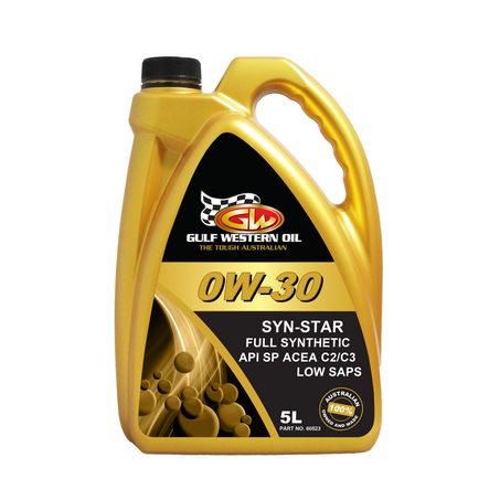 60523 - GULF WESTERN SYN-STAR SYNTHETIC 0W-30 ENGINE OIL - 5L - Superstart Batteries