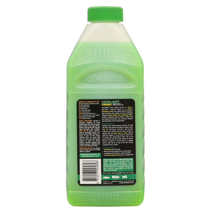 Penrite 350k km Premix Green Coolant 1L - COOL350PMX001 - Superstart Batteries