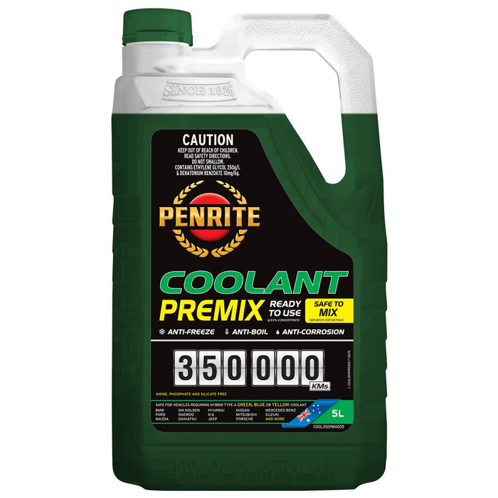 Penrite 350k km Premix Green Coolant 5L - COOL350PMX005 - Superstart Batteries
