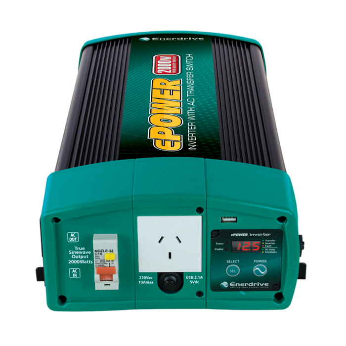 Enerdrive 12V 2000W Pure Sine Wave Inverter + AC switch