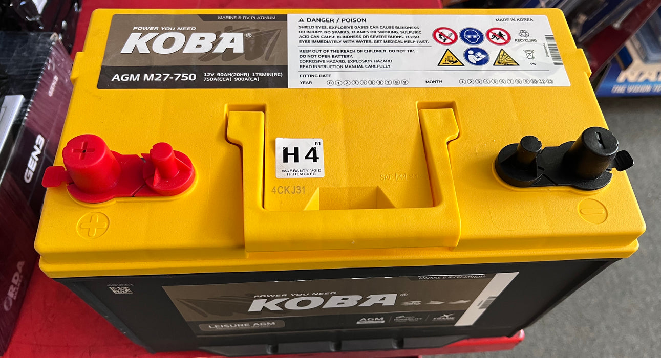 Koba AGM M27-750 MF Dual Force+ AGM Battery - 12V, 750CCA, Dual Purpose - Superstart Batteries