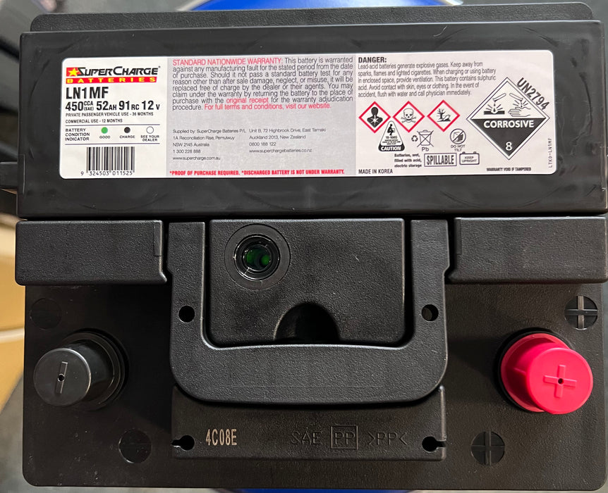 Supercharge LN1 345LN1-MF - 12V 450 CCA 36-Month Warranty Supercharge LN1 345LN1-MF - 12V 450 CCA 36-Month Warranty