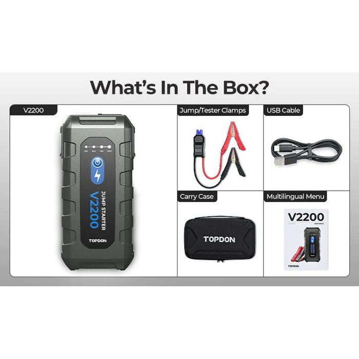 TOPDON V2200 2200A Jump Starter, Power Bank, 12V Car Starting Device - Superstart Batteries