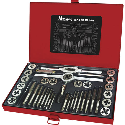 Mechpro 40pc Tap and Die Set | Professional Threading Tool Kit - MPST115S - Superstart Batteries