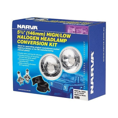 Narva 72048 Halogen Headlamp – H4 Conversion Kit (Raised Glass) – 5 3/4′ High/Low Beam Free Form