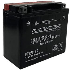 Power Sonic AGM Motorcycle Battery 12V 18Ah 250CCA (PTX20-BS) - Superstart Batteries