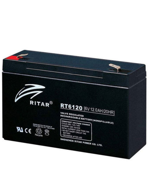 Ritar RT6120 6V 12Ah AGM Sealed Lead Acid Battery – SLA / VRLA Rechargeable Battery - Superstart Batteries