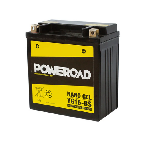 Poweroad Nano Gel Motorbike Battery 12V 16Ah - YG16-BS - Superstart Batteries