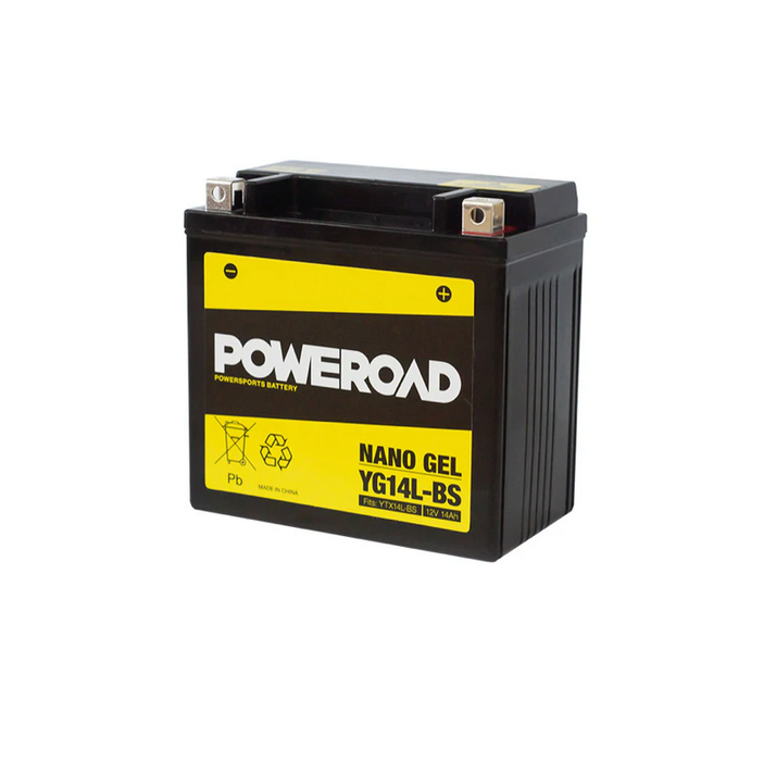 Poweroad Nano Gel Motorbike Battery 12V 14Ah - YG14L-BS - Superstart Batteries
