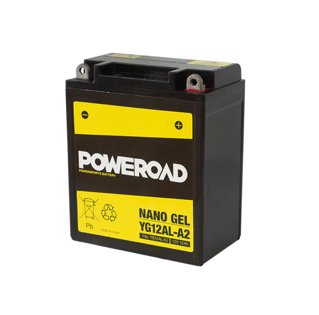 Poweroad Nano Gel Motorcycle Battery 12V 12Ah - YG12AL-A2 - Superstart Batteries