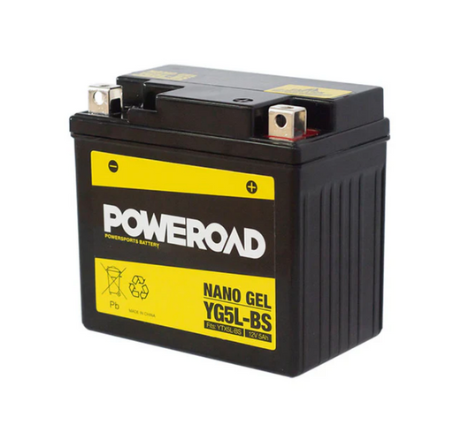 Poweroad Nano Gel Motorbike Battery 12V 5Ah - YG5L-BS - Superstart Batteries