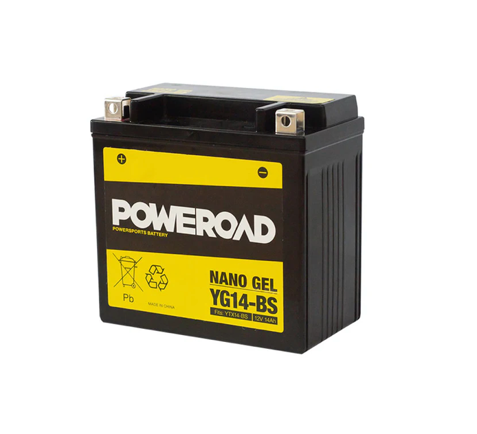 Poweroad Nano Gel Motorbike Battery 12V 14Ah - YG14-BS - Superstart Batteries