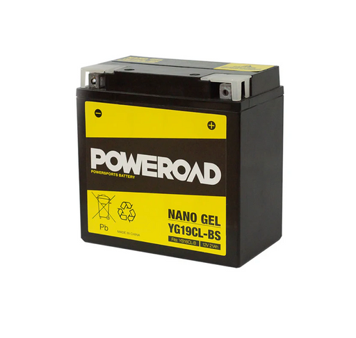 Poweroad Nano Gel Motorbike Battery 12V 21Ah - YG19CL-BS - Superstart Batteries