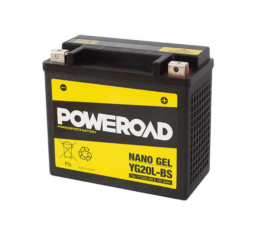 Poweroad Nano Gel Motorbike Battery 12V 20Ah - YG20L-BS - Superstart Batteries