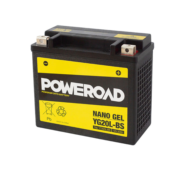 Poweroad Nano Gel Motorbike Battery 12V 20Ah - YG20L-BS - Superstart Batteries