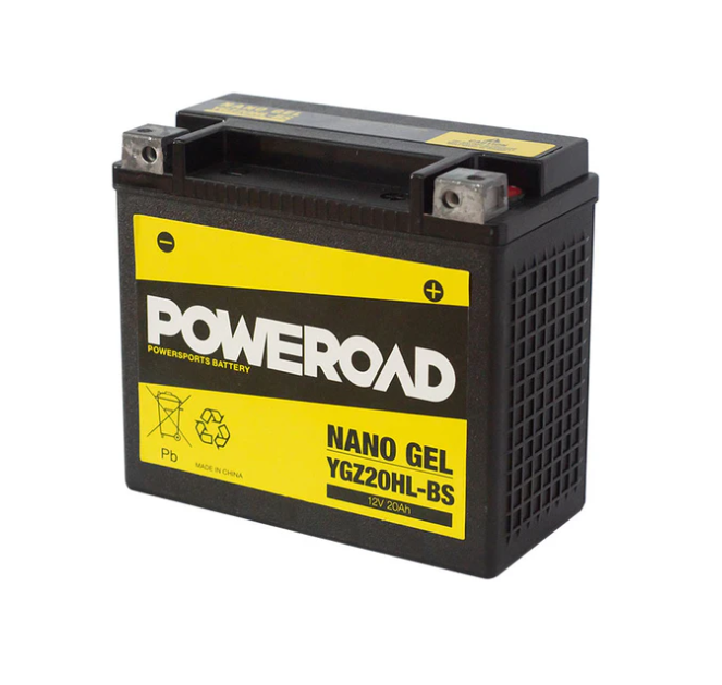 Poweroad Nano Gel Motorbike Battery 12V 20Ah - YGZ20HL-BS - Superstart Batteries