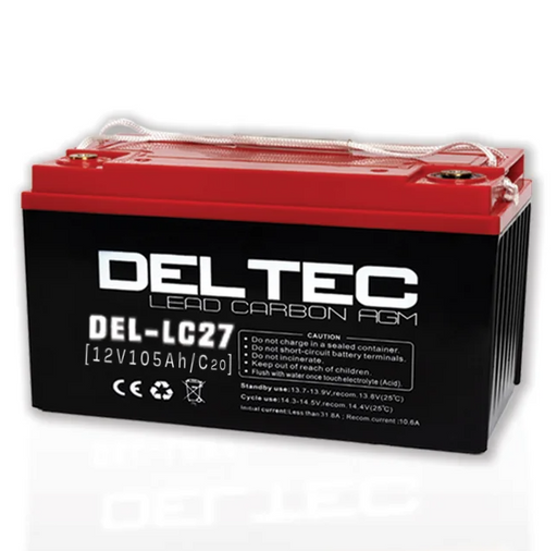 Deltec DEL-LC27 Lead Carbon AGM Deep Cycle Battery - 12V 105Ah - Superstart Batteries