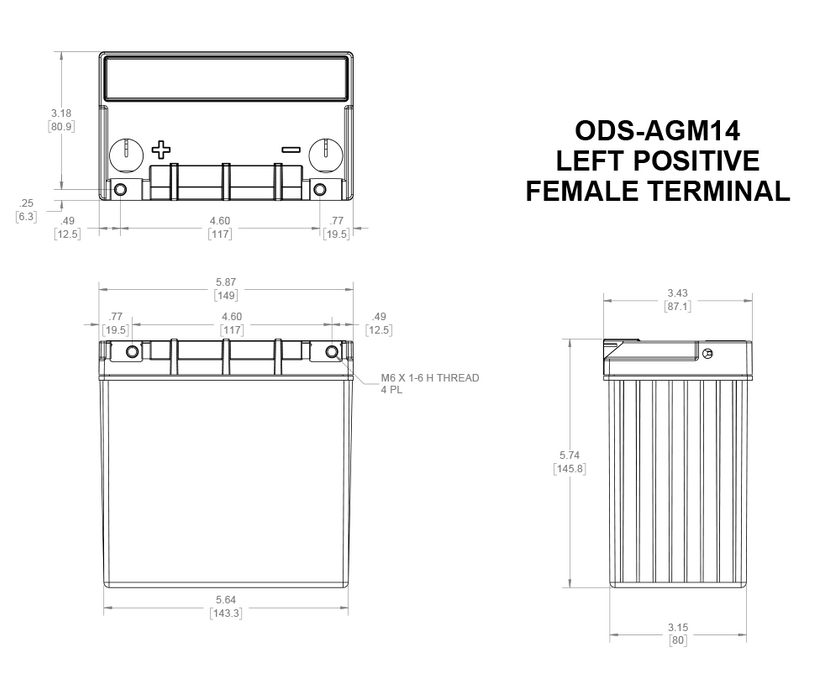 Odyssey ODS-AGM14 Extreme AGM Motorcycle Battery - 220CCA 14Ah - Superstart Batteries