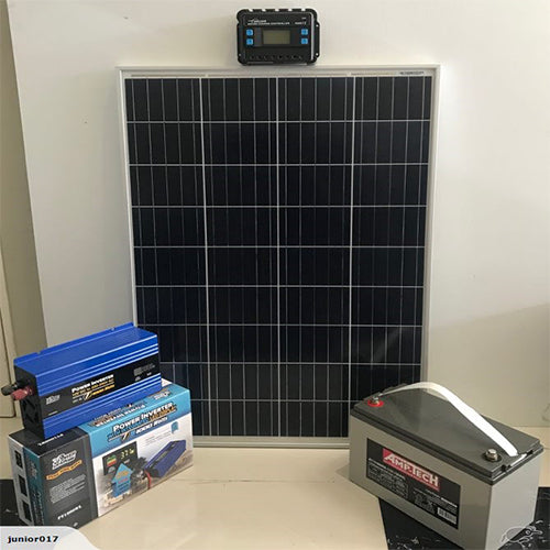 SOLAR PANEL BUNDLE – 100w Solar Panel, 20w Controller,120AH Battery,1000w inverter  Superstart Batteries.