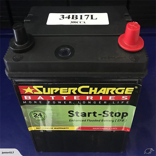 STOP START CAR BATTERY 280 CCA SUPERCHARGE 34B17L 2 YEARS WARRANTY