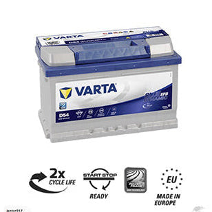 Varta D54 Battery - 650 CCA, EFB Blue Dynamic, Stop-Start Technology - Superstart Batteries