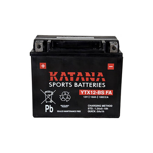 YTX12-BS FA Katana Premium Maintenance Free VRLA Range Motorcycle Battery 12V 10AH 6 MONTHS WARRANTY
