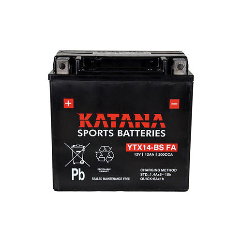YTX14-BS FA Katana Premium Maintenance Free VRLA Range Motorcycle Battery 12V 12AH 6 MONTHS WARRANTY