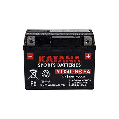 YTX4L-BS Katana Premium Maintenance Free VRLA Range Motorcycle Battery 12V 3AH 6 MONTHS WARRANTY  Superstart Batteries.